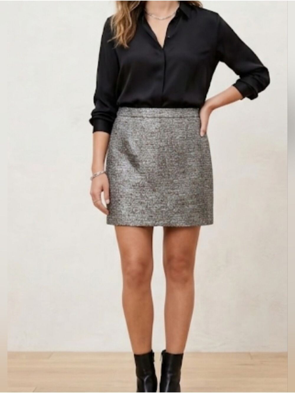 Banana Republic Metallic Textured Mini Skirt Womens Size 14